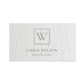Elegant Chic Monogram Ivory White Leather Texture
