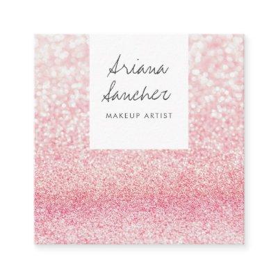 Elegant chic pink glitter glam makeup artist white square