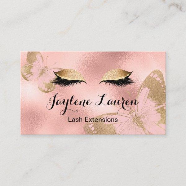 Elegant Chic Pink Gold Butterfly Lashes