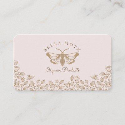 Elegant & Chic Pink & Gold Florals & Moth Logo