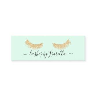 Elegant chick gold glitter mint green lashes mini