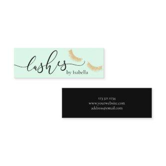 Elegant chick gold glitter mint green lashes mini