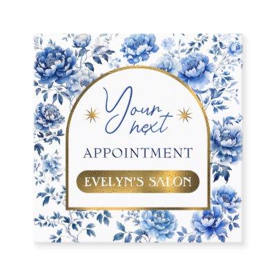 Elegant chinoiserie blue flowers appointment card