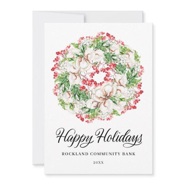Elegant Christmas Wreath Corporate Holiday Card