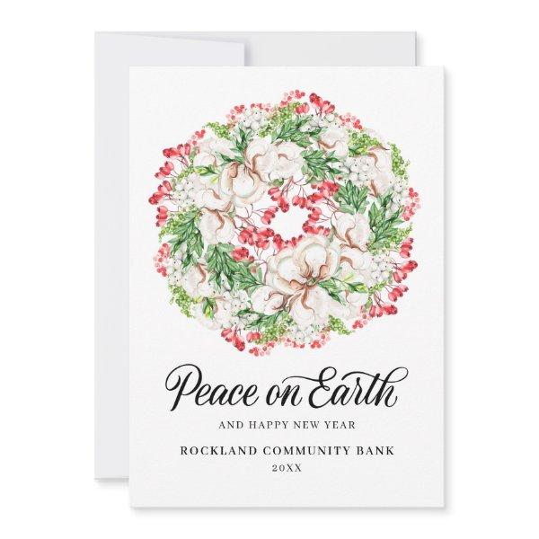 Elegant Christmas Wreath Corporate Holiday Card
