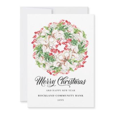 Elegant Christmas Wreath Corporate Holiday Card