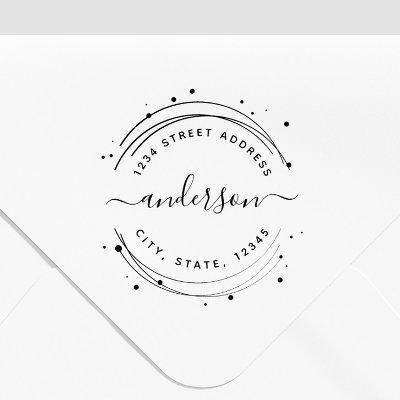 Elegant Circular Calligraphy Name Return Address Self-inking Stamp
