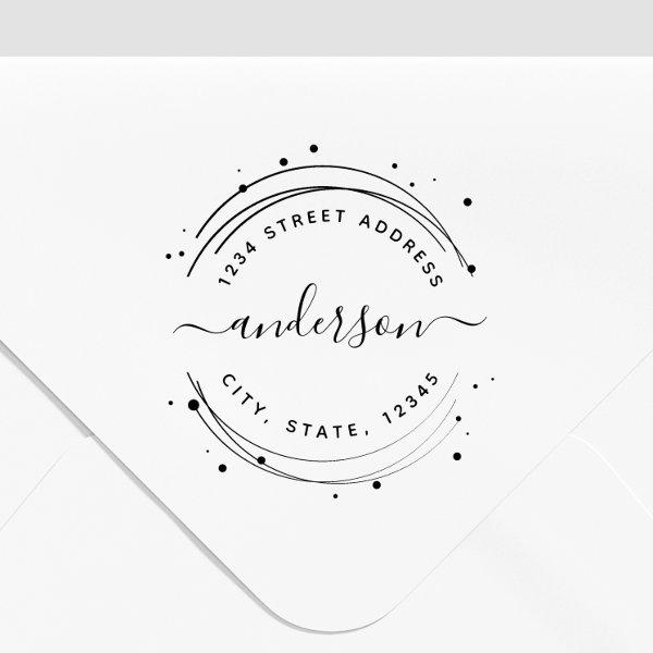 Elegant Circular Calligraphy Name Return Address Self-inking Stamp