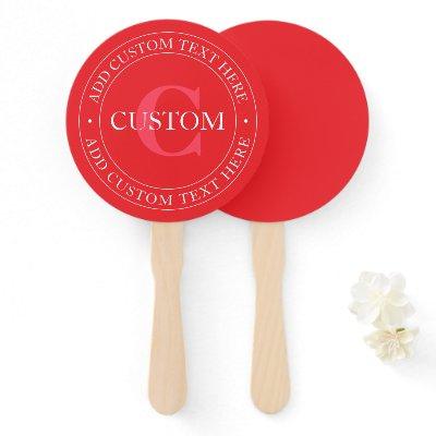 Elegant Circular Text Template Editable Red White Hand Fan
