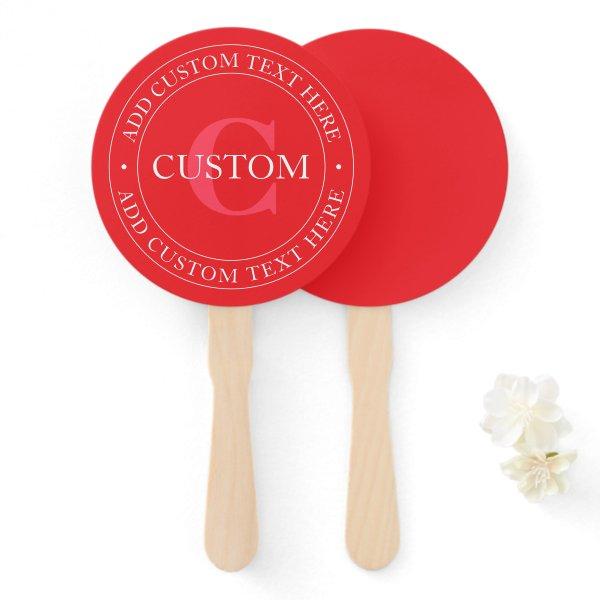 Elegant Circular Text Template Editable Red White Hand Fan