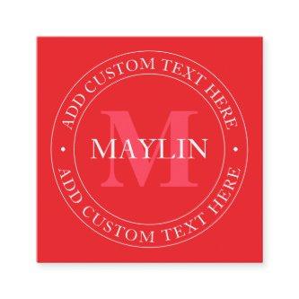 Elegant Circular Text Template Editable Red White Square