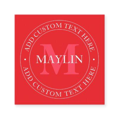 Elegant Circular Text Template Editable Red White Square