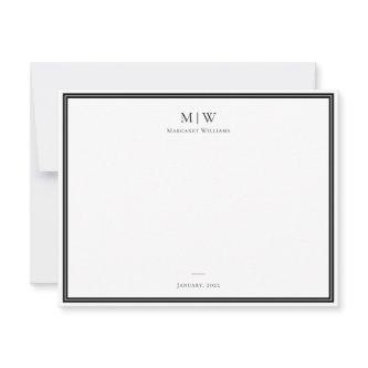 Elegant Classic Black Monogram Professional Note Card