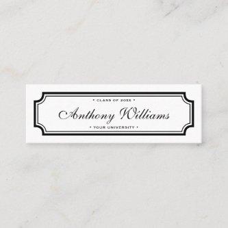 Elegant classic border white graduation name card
