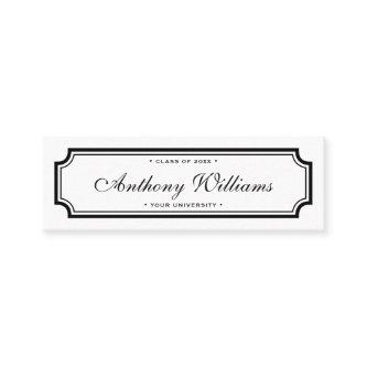 Elegant classic border white graduation name card