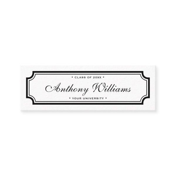 Elegant classic border white graduation name card