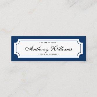 Elegant classic dark blue graduation name card
