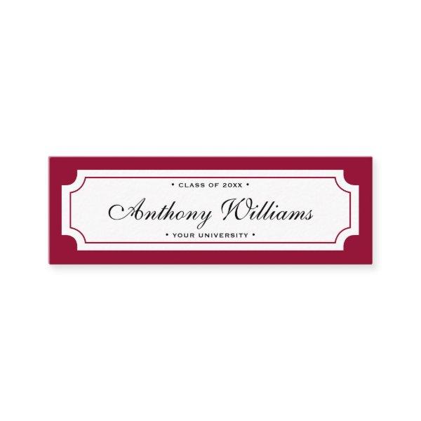 Elegant classic dark red graduation name card