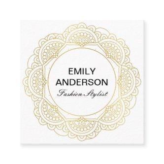 ELEGANT CLASSIC DESIGNER GOLD ORNATE FLORA MANDALA SQUARE
