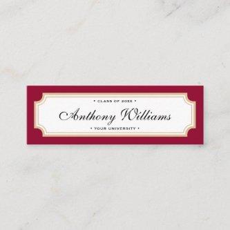 Elegant classic red and gold graduation name card
