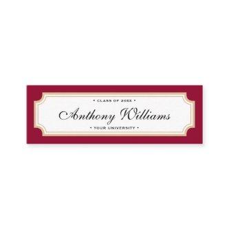 Elegant classic red and gold graduation name card