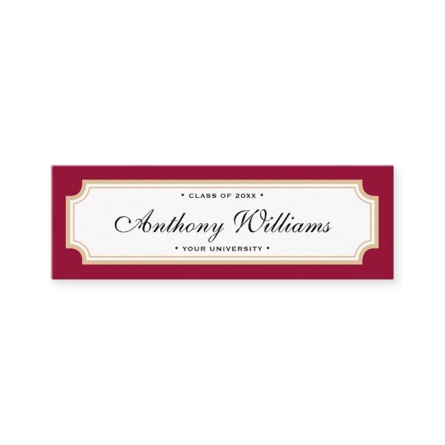 Elegant classic red and gold graduation name card
