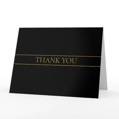 Elegant Classic Thank You | Gold Text & Stripes Card