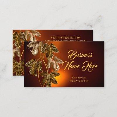 Elegant Classy Brown Gold Leaves Bronze Glow