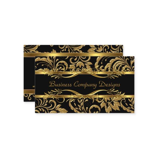 Elegant Classy Gold Black Damask Embossed Look