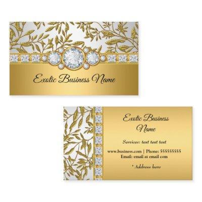 Elegant Classy Gold Damask Floral White