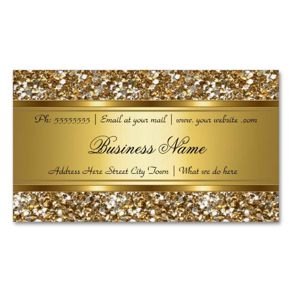 Elegant Classy Gold Faux Glitter Look Business Magnetic
