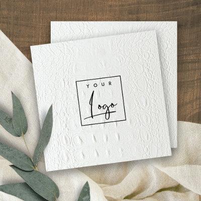 Elegant Classy Logo Ivory White Leather Texture Square