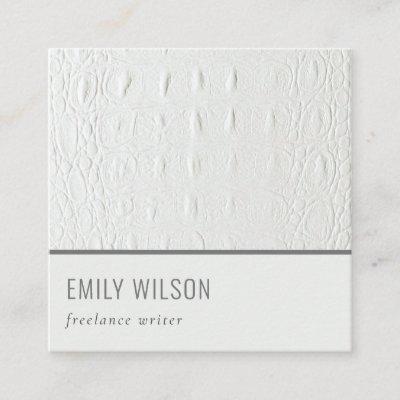 Elegant Classy Simple Ivory White Leather Texture Square