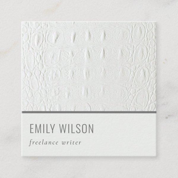 Elegant Classy Simple Ivory White Leather Texture Square