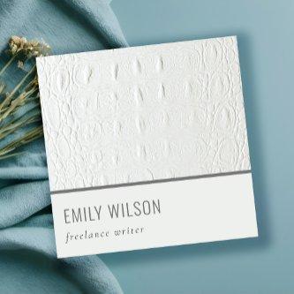 Elegant Classy Simple Ivory White Leather Texture Square
