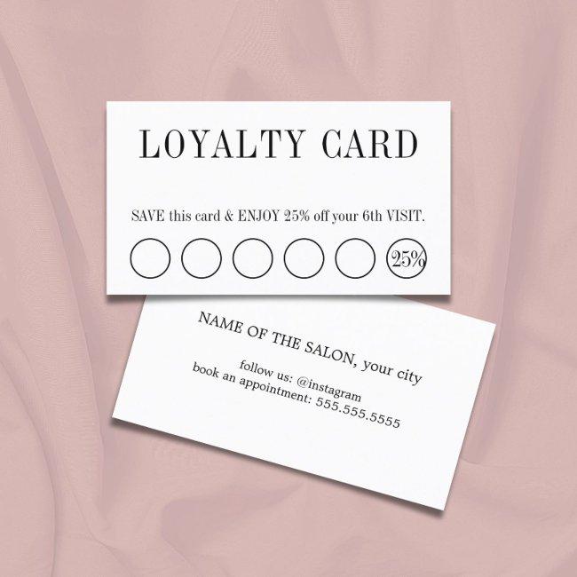 Elegant Clean Black and White Salon 5+1 Loyalty Card