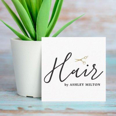 Elegant Clean White Scissors Hair Stylist Square Square