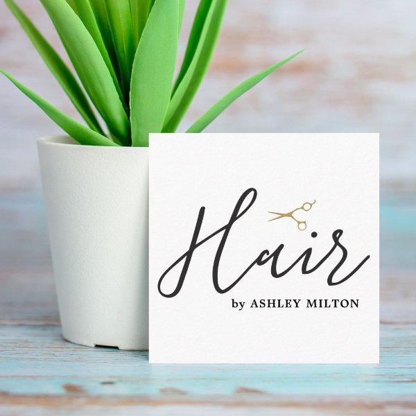 Elegant Clean White Scissors Hair Stylist Square Square