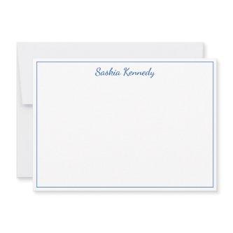 Elegant Cobalt Blue Script Border Personalized Note Card