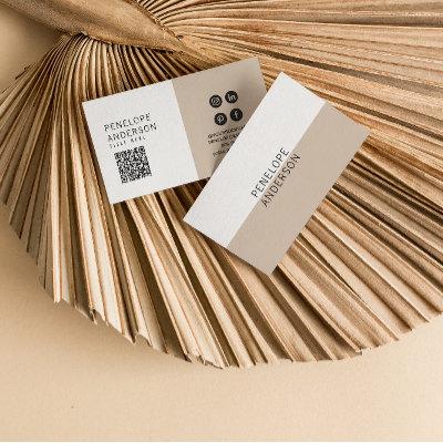 Elegant Cocoa Cream Minimalist QR Code Modern Boho