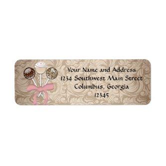 Elegant Cocoa Damask Cake Pop Label