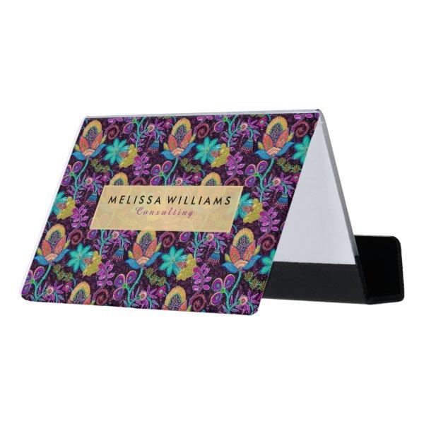 Elegant Colorful Exotic Floral Design Desk  Holder