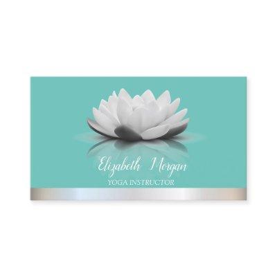 Elegant Cool Lotus Silver Stripe Teal Yoga