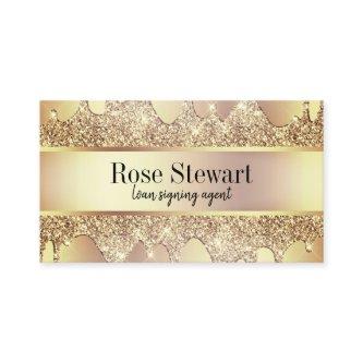Elegant copper gold glitter drips notary