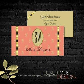 Elegant Coral and Beige with Monogram Patterned