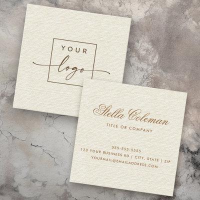 Elegant cream ivory linen look custom logo square