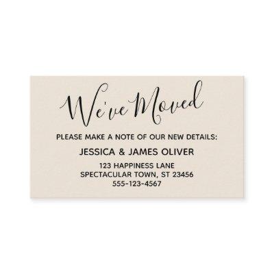 Elegant, Cream Typography "We've Moved" Card