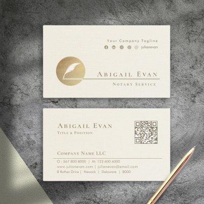 Elegant Creamy White and Gold Feather Logo Notary