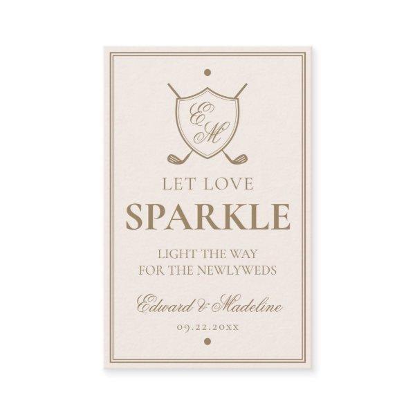 Elegant Crest Monogram Golf Wedding Sparkler Tag