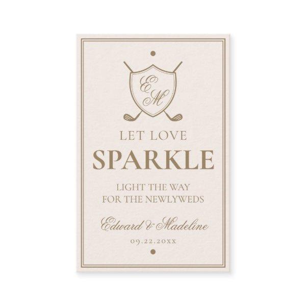 Elegant Crest Monogram Golf Wedding Sparkler Tag